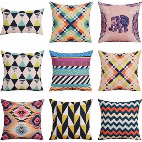 Colorful Geometry Pillow Case Throw Pillowcase Cotton Linen Printed Pillow Covers Office for Home Textile