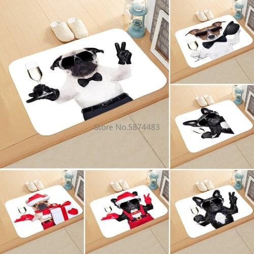 Creative Dog Digital Printing Coral Velvet Floor Mat Door Bathroom Non-slip Mat