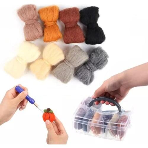 LMDZ Felting Wool Tops Soft Roving Wool Fibre for Needle Felting Handle Sets Wool Roving Felting Needles With Storage Box