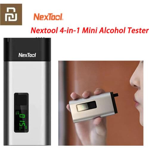 New Xiaomi NexTool 4-in-1 Mini Alcohol Tester LCD Digital Portable Car Breathalyzer with Window Breaker Rope Cutter Power Bank