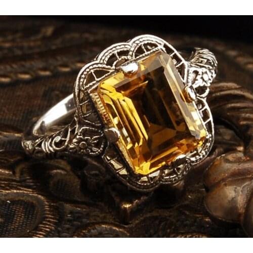 Fashon Jewelry Princess Cut Yellow Color Zircon Rings for Wedding Engagement Set Gifts
