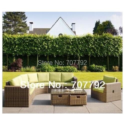 Top Sale Comfort Design Furniture Rattan Curved Corner Lounge Sofa Set