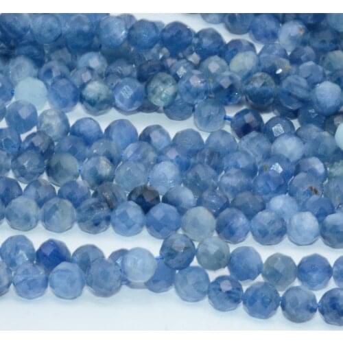 Natural Kyanite / Disthene Faceted Round Beads 5.2mm, No Color Treatment