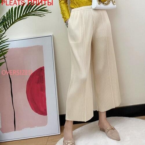 Autumn and Winter Thickened Miyake Pleated Straight Pants Spot Generation PP Series Pleated High Waist Wide Leg Pants