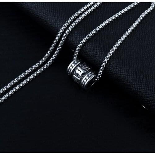 Necklace For Men Women lucky Vintage Jewelry With Stainless Steel Chain Punk Small Beads Letter Pendant