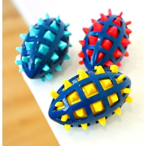 Pet Interactive Bite Resistant Large Dogs Tooth Cleaning Ball Toys Dog Chew Toys Ball Squeaky Rubber Football Toy