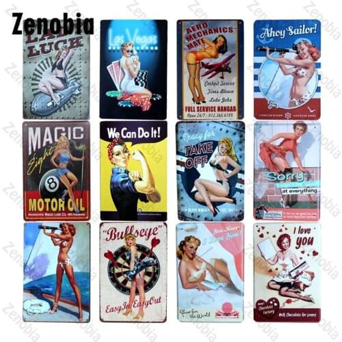 Pin Sexy Girls Metal Sign Tin Plaque Metal Tin Sign Home Decoration for Man Cave Bar Pub Metal Poster Wall Stickers Home Decor