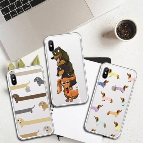 Dachshund Sausage Dog Cute animal Phone Case Transparent for iPhone 6 7 8 11 12 s mini pro X XS XR MAX Plus