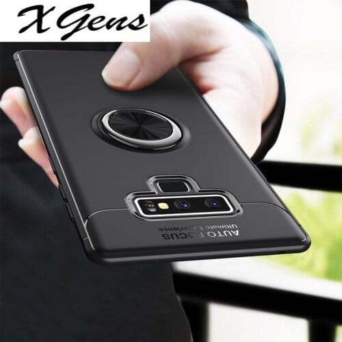 Luxury Ring Holder Phone Case for Samsung Galaxy Note 9 Magnetic Car Stand Soft Silicone Matte Cover For Note9 Case Capa