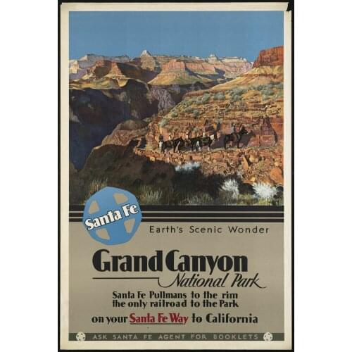 SANTA FE GRAND CANYON TRAVEL METAL TIN SIGN POSTER RETRO WALL PLAQUE