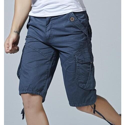 Drop shipping 2019 summer solid casual shorts men cargo shorts plus size beach shorts streetwear for men
