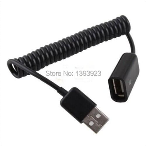 1pcs Coiled Spiral Cable USB 2.0 Male To Female Extension Adapter Converter Cord Portable