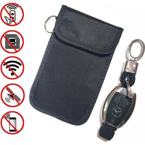 Faraday Car Key Bags Anti-scanning Credit Card Bag RFID Signal Blocker Protector FOB Shielding Bag Cover Keychain Keys BAG1029