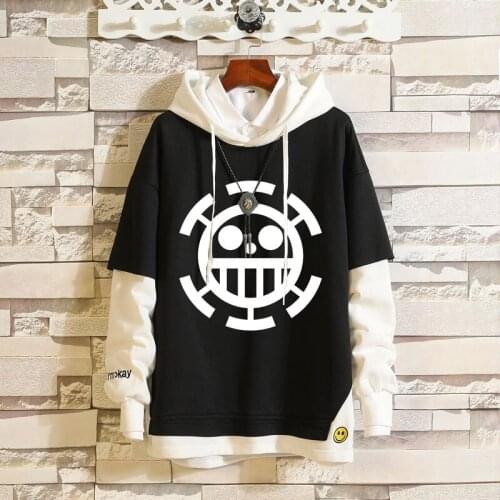 Cosplay Costumes Sweater Hoodie Anime One Piece Sportswear Sweatshirts Top Fake Two Piece Women Men