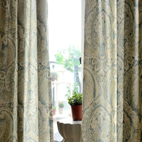 Totem Modern European-style for Living Room and Bedroom Curtains Simple Polyester Cotton Printed French Curtains Tulle