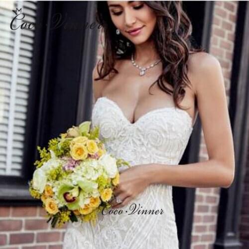 Zipper back Vintage Lace Mermaid Wedding Dresses 2021 Appliques With Beading Sweetheart Custom Made Bride Dress For Women W0687