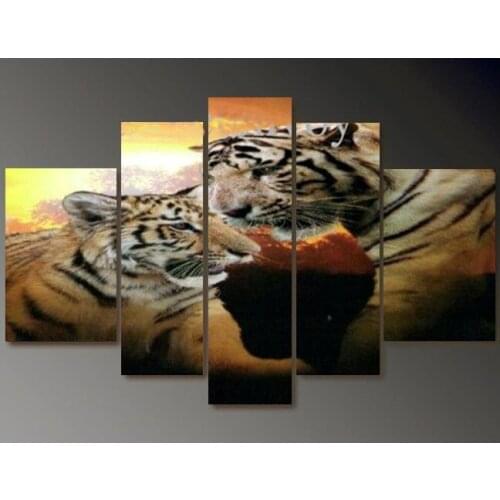 High Quality/FreeShipping/Hand-painted Animals tiger Group Oil Painting on Canvas Art home