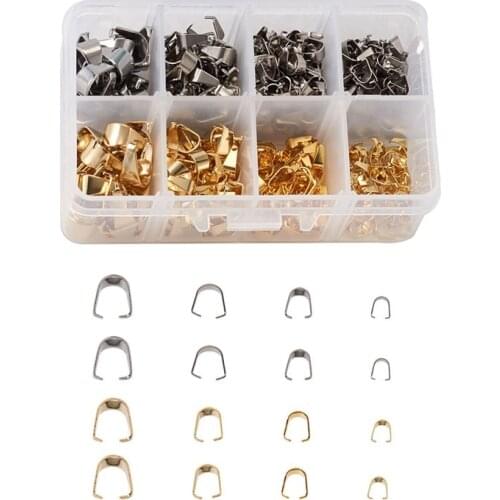 400pcs/box 304 Stainless Steel Pinch Bail Clasp Snap on Bails Pendant Charm Connector for DIY Jewelry Making Findings