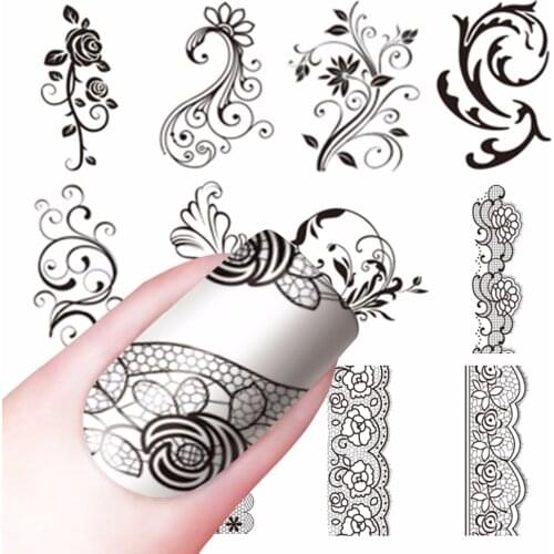 YZWLE 1 Sheet Optional Water Decals Transfer Stickers Nail Art Stickers Charm DIY Lace Flower Designs Fashion Accessories