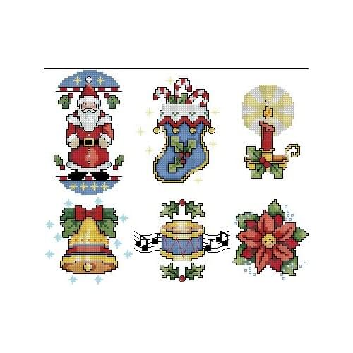 100% egypt COTTON Lovely Counted Cross Stitch Kit Jingle Bell Music Stocking Candle Flower Christmas Tree Ornaments Dim 00201