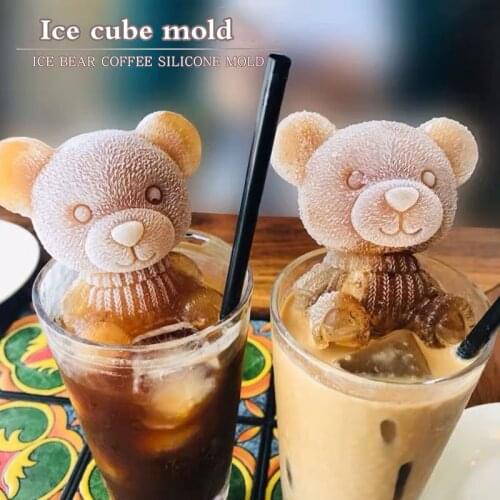 2Pcs Ice Cube Maker Little Bear Dog Shaped Chocolate Mould Tray Ice Cream DIY Tool Whiskey Wine Silicone Ice Cube Mold Cocktail