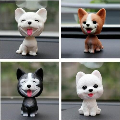 4pcs/lot Husky Teddy Bulldog Nodding Dog Funny Cute Styling Car Stickers Interior Decoration Kids Child Lovely Gift Toys Animals