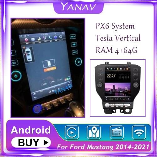 PX6 Android Car Radio GPS navigation For Ford Mustang 2014-2021 car audio video multimedia system MP3 player vertical HD screen