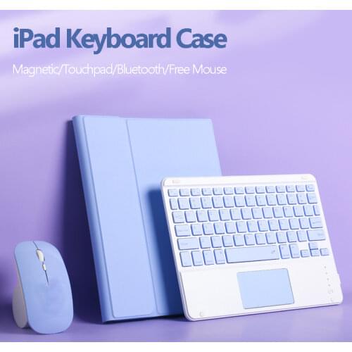 Free Mouse Keyboard for iPad 2021 pro 11 10.5 Case Air 4 3 2 1 9.7 10.2 7th 8th Bluetooth Keyboard PU Leather Case