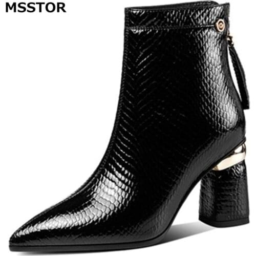 Pointed Toe Ricet High Heels Shoes Women Sewing Zipper Concise Casual Office Ankle Winter Boots Thick Party Genuine Leather