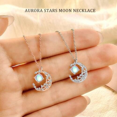 Thaya Aurora Stars and Moon Pendant Necklace For Women Zircon s925 Silver Colorful Choke Elegant Fine Jewelry Birthday 2021 Gift