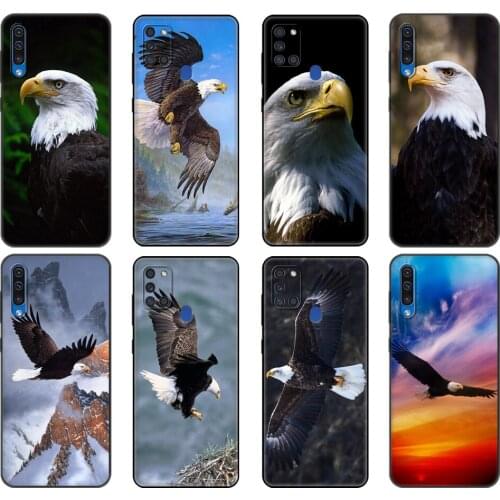 Black tpu Case For Samsung Galaxy A50 50S A30S A10 A11 A21S A31 A41 A51 A71 M21 S10 LITE Cover Black Eagle Fly the Sky Colorfull