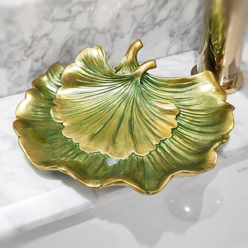 Home Resin Ginkgo Biloba Soap Box Light Luxury Chinese Drainage Storage Box Personality Free Punch Handmade Soap Box 16*13cm