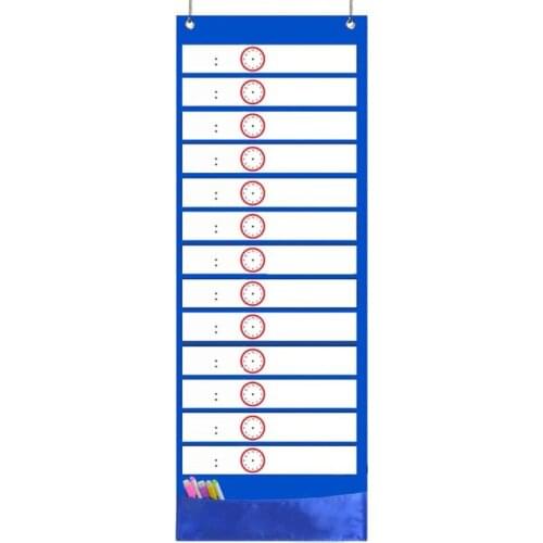 Daily Schedule Pocket Chart 26 Double-Sided Reusable Dry-Eraser Cards For Office K92C