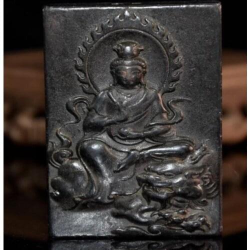 Hongshan culture archaize black iron meteorite Guanyin bodhisattva Buddha amulet statue