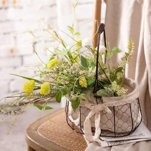 Country Green Artificial Flowers Plant Bouquet Foam Hemisphere Clematis Fake Flowers for Home Wedding Decoration Bouquet Faux