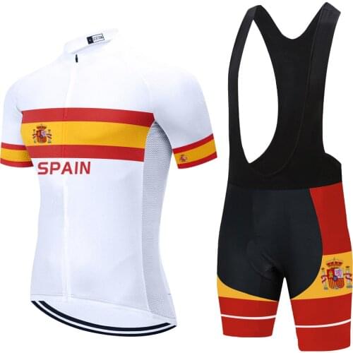 SPAIN Cycling Jersey Set Short Sleeve Bike Bicycle Sportswear MTB Bike Clothes Ropa Ciclismo Outdoor Cycling Clothing 20D Pad