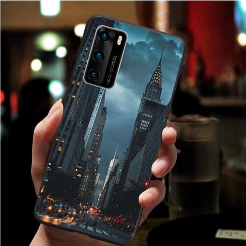 Manhattan black soft Phone Case for huawei P40 P30 P20 P10 Pro lite P9 Lite nova 4E 6SE Psmart 2019 Y6 9 Prime