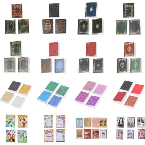 1:12 Scale Miniatures Dollhouse Books Assorted Retro Vintage Mini Books Doll House Furniture Accessories