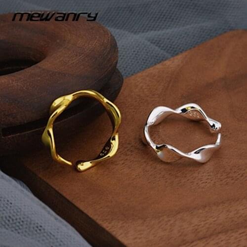 Mewanry 925 Sterling Silver Couples Rings for Women Fashion Elegant Simple Design Party Geometric Twist Jewelry Birthday Gifts
