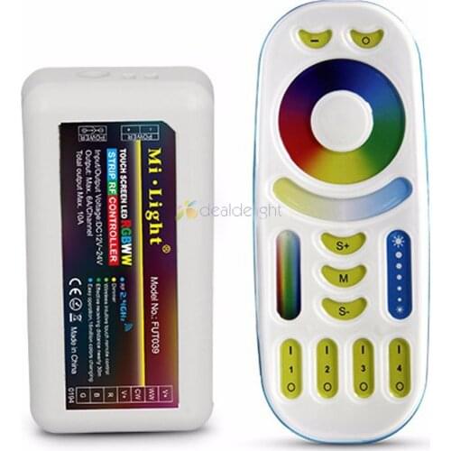 MiLight RGBWW (RGB+Cool White+Warm White) Controller DC12-24V 2Ax5CH + 2.4G RF Wireless RGB+CCT 4-Zone Touch Remote