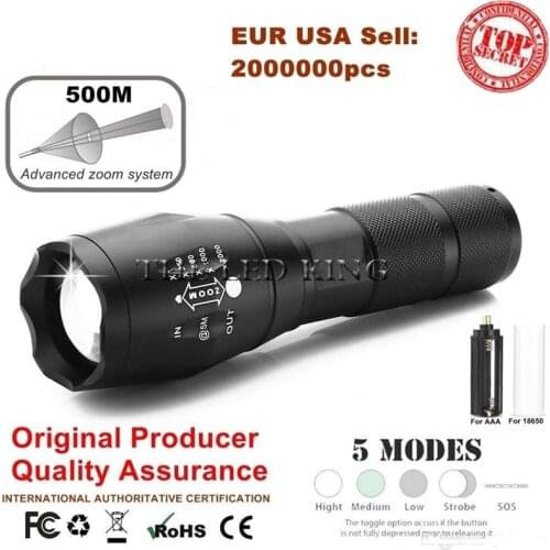 Powerful G700 Flashlight Cree XML T6 U3 led Aluminum Waterproof Zoom Camping Torch Tactical light AAA 18650 Rechargeable Battery