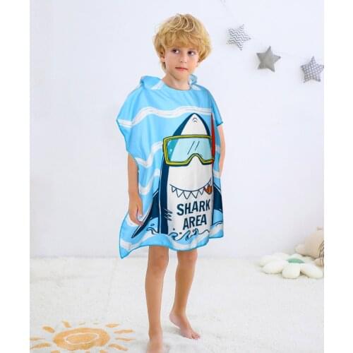 New Mermaid Kids Hooded Bath Towel Microfiber Boys Girls Beach Towels Super Absorbent Cartoon Child Sunscreen Beach Shawel