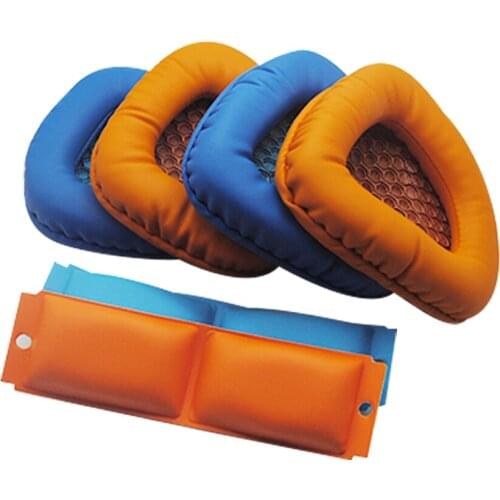 1 Pair Ear Cushion with Headband for Gaming Headphone Sades A60 Headset Blue Earphone Earpads