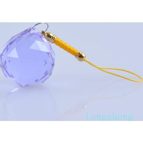 Wholesale Crystal Glass Hanging Ball Ornament Color Suncatcher Christmas Decoration Red