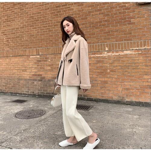 Shearling Sheep Fur 100% Wool Coat Autumn Winter Jacket Women Clothes 2020 Lamb Fur Korean Jackets Chaqueta Mujer MY3555 s