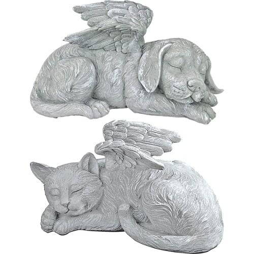 Pet Memorial Statue Sleeping Dog Cat Figurine Resin Outdoor Garden Ornament