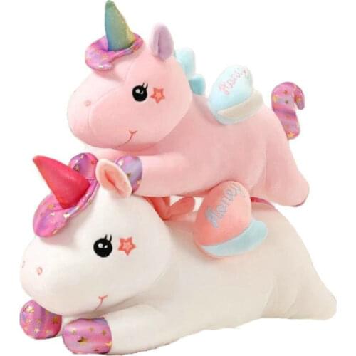 40~100cm rainbow Pink Unicorn Plush Toy New Arrival Star Decor Cute Colour wings Unicorn Stuffed Animal Sleeping Pillow for girl