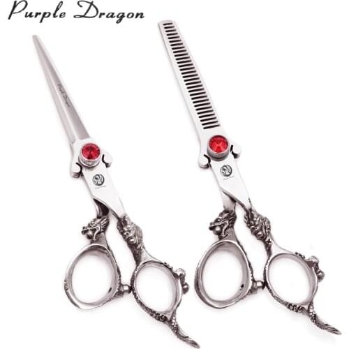 Professional Hair Cutting Scissors Purple Dragon 5.5" 6" Japan 440C Thinning Scissors 9007# Barber Shears Hairdressing Scissors