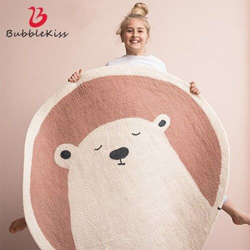Bubble Kiss Round Lamb Velvet Carpet Soft Cartoon Beer Patterm Childrens Room Carpet Home Living Room Decor Thickened Rug 2021