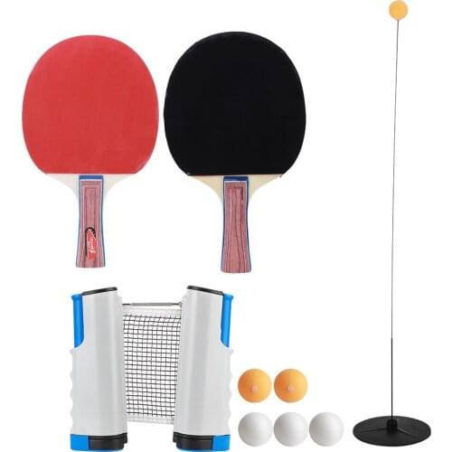 Regail Professional Portable 2PCS Table Tennis Racket Retractable Net Set Ping Pong Bat Student Sports Training Equipment